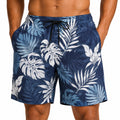 Costume da bagno uomo L blu con stampa foglie e coulisse