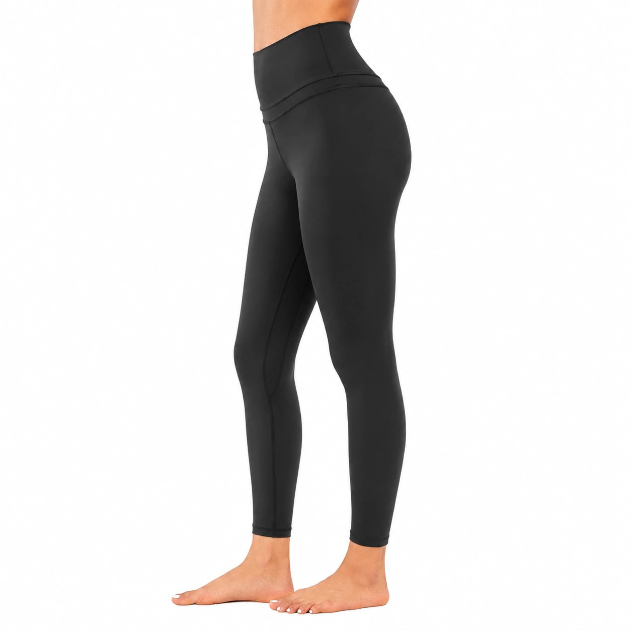 Leggings donna S in tessuto elasticizzato nero a vita alta per allenamento