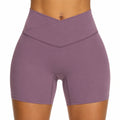 Shorts sportivi donna M in tessuto elasticizzato viola a vita alta - aderenti