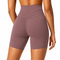 Shorts ciclista donna M in tessuto elasticizzato malva a vita alta modellante