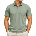 Polo uomo taglia L verde salvia in tessuto piqué con taschino stile casual