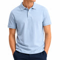 Polo uomo M in tessuto piqué azzurro a maniche corte stile casual